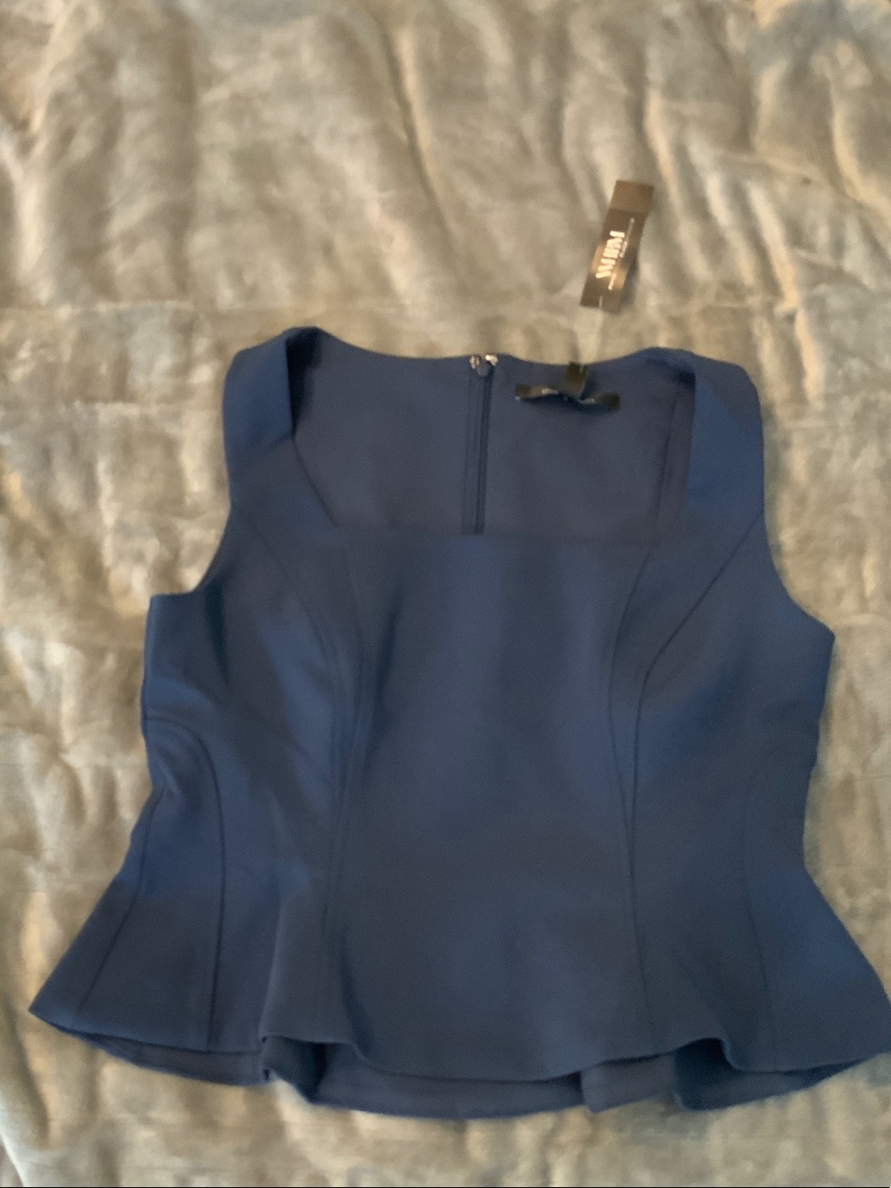 White House Black Market Navy Peplum Tank Top